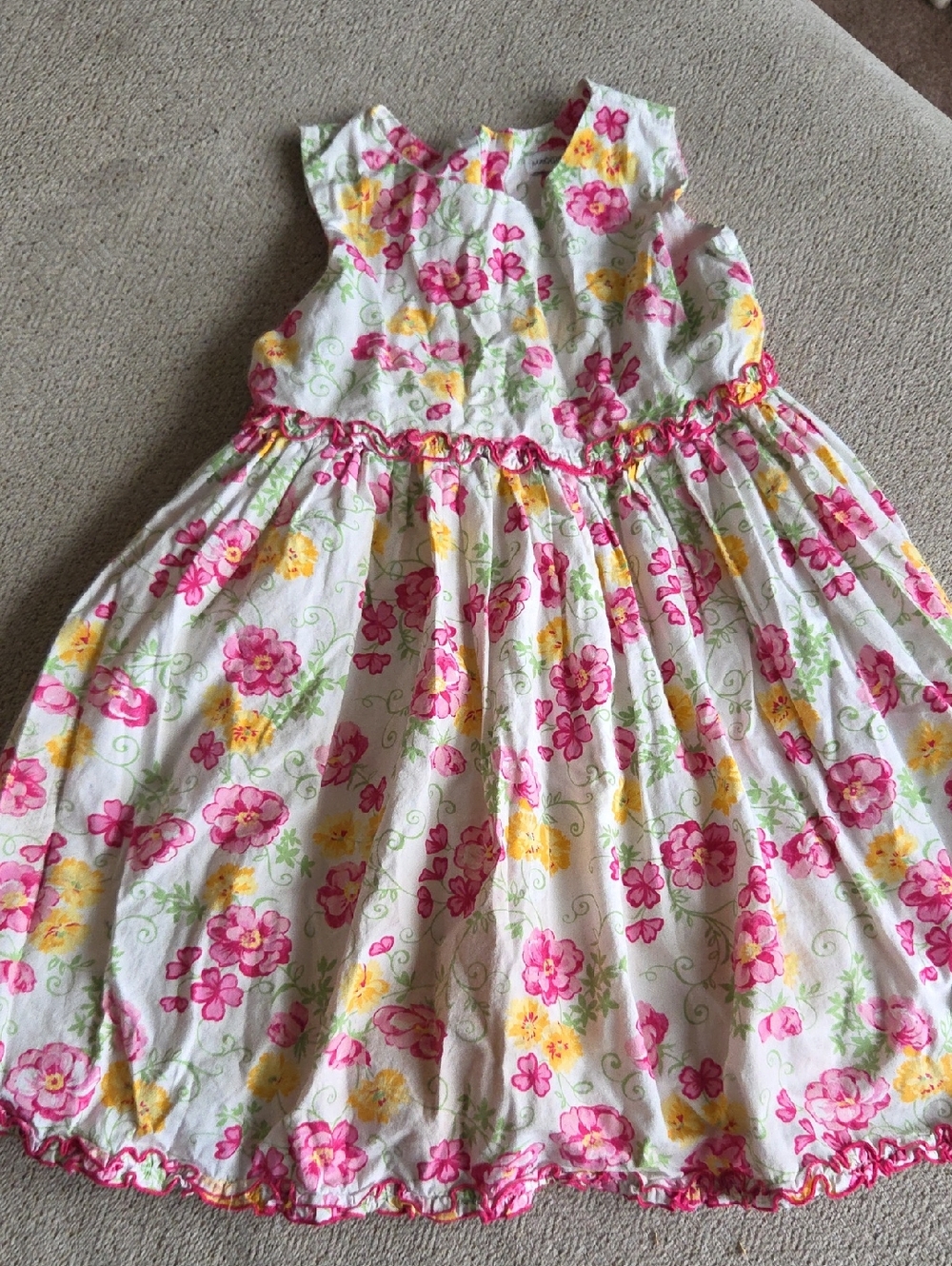 Maggie & Zoe White Floral Sundress with Pink & Yellow Blooms